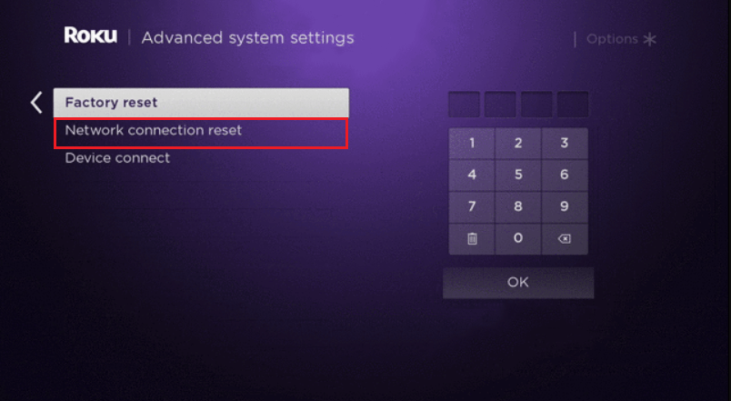 Reset Network connection on Roku