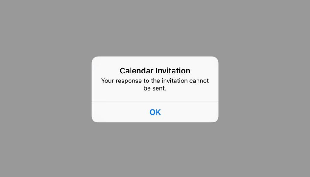 Calendar Invitation Your Response To The Invitation Cannot Be Sent