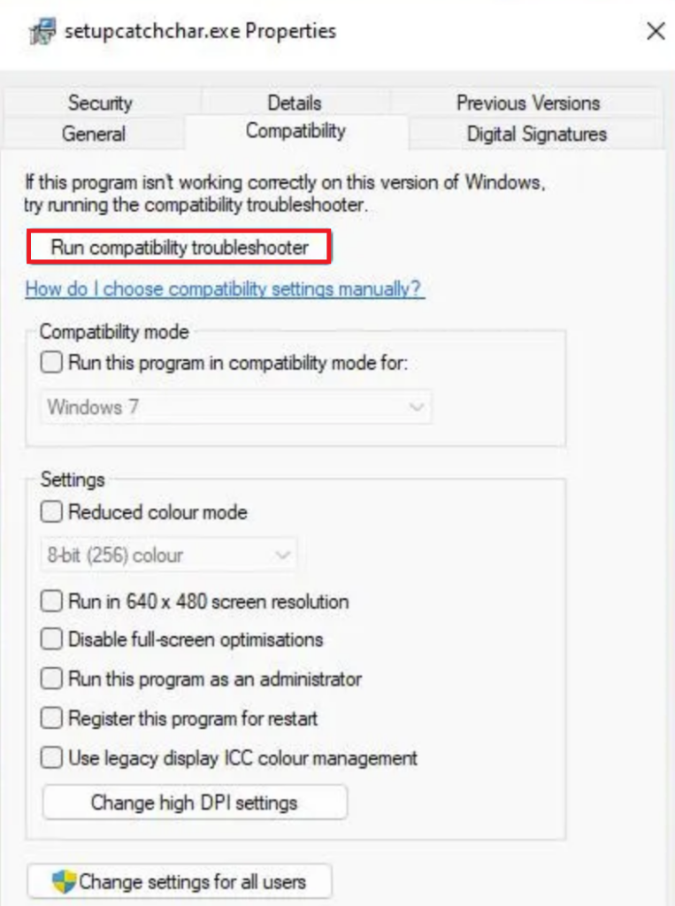 compatibility troubleshooter