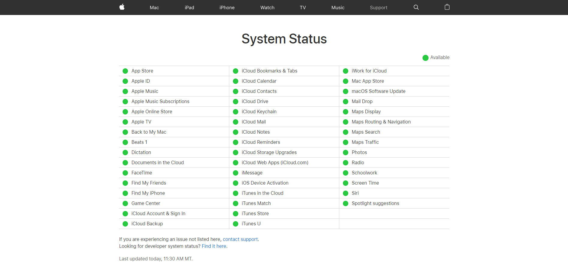 Apple TV+ System Status