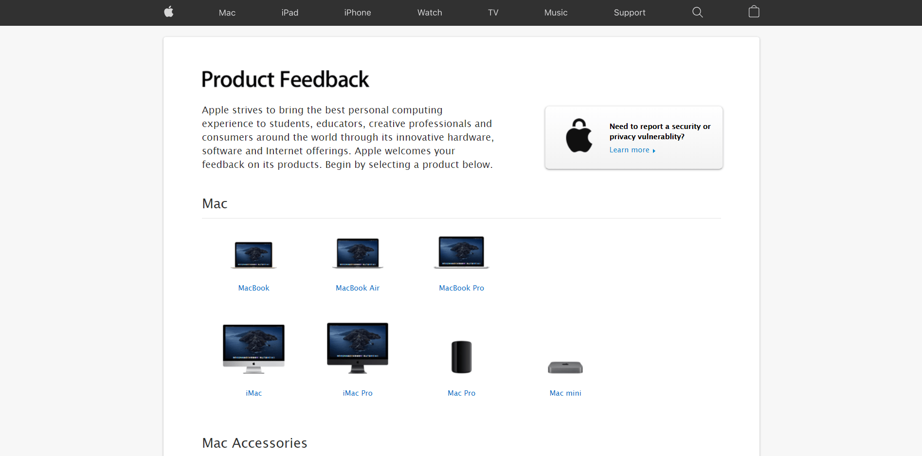 Apple Product Feedback