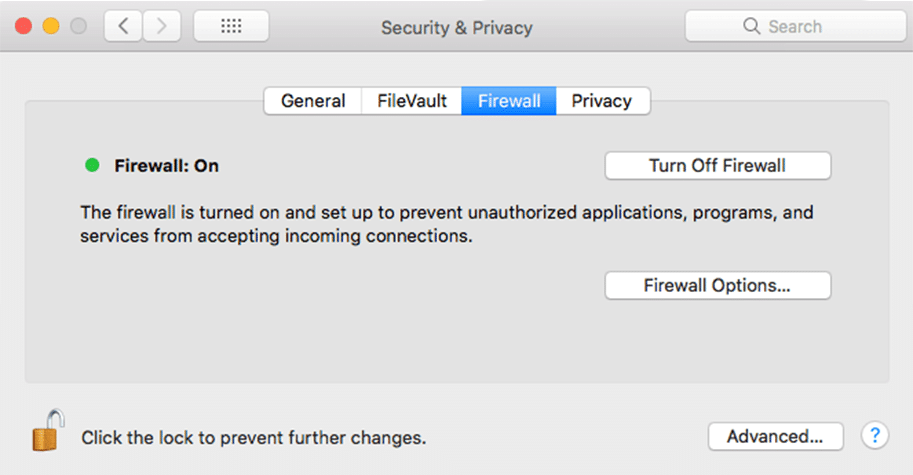 security & privacy firewall mac
