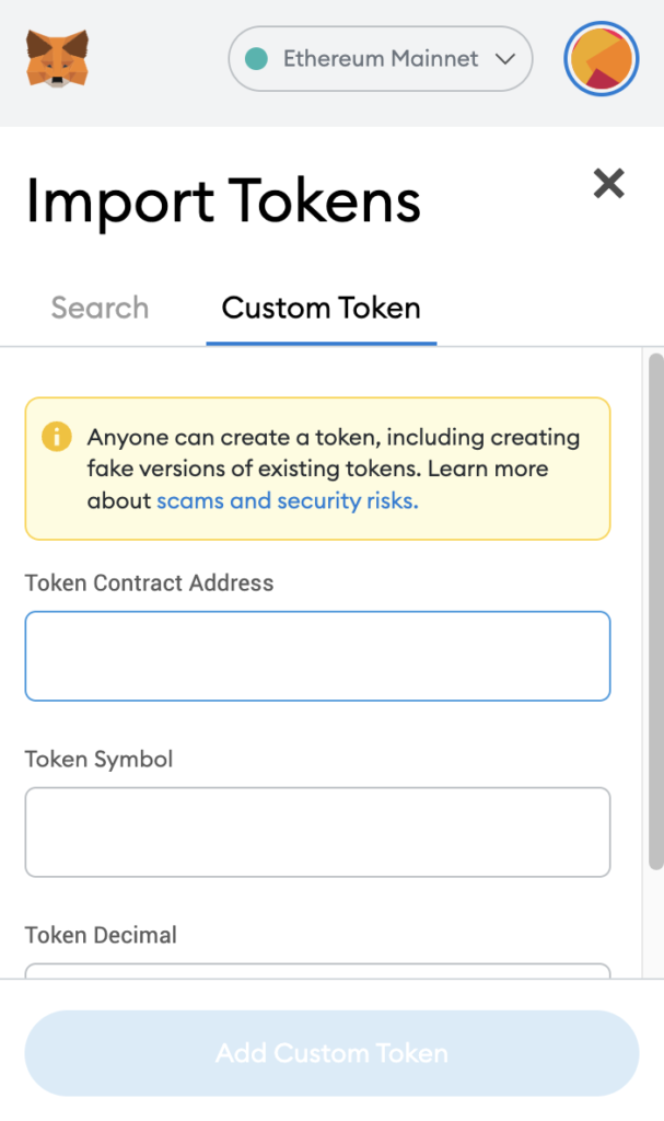 tokens not showing on MetaMask